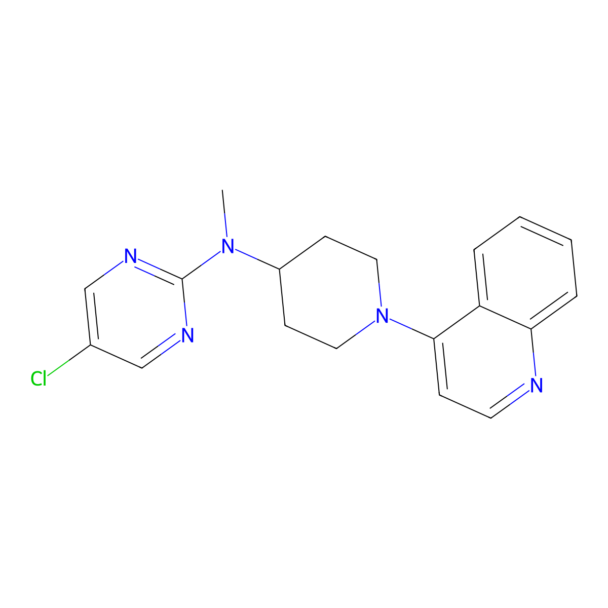 5-chloro-N-methyl-N-[1-(quinolin-4-yl)piperidin-4-yl]pyrimidin-2-amine molecular structure, CAS 2640878-34-6