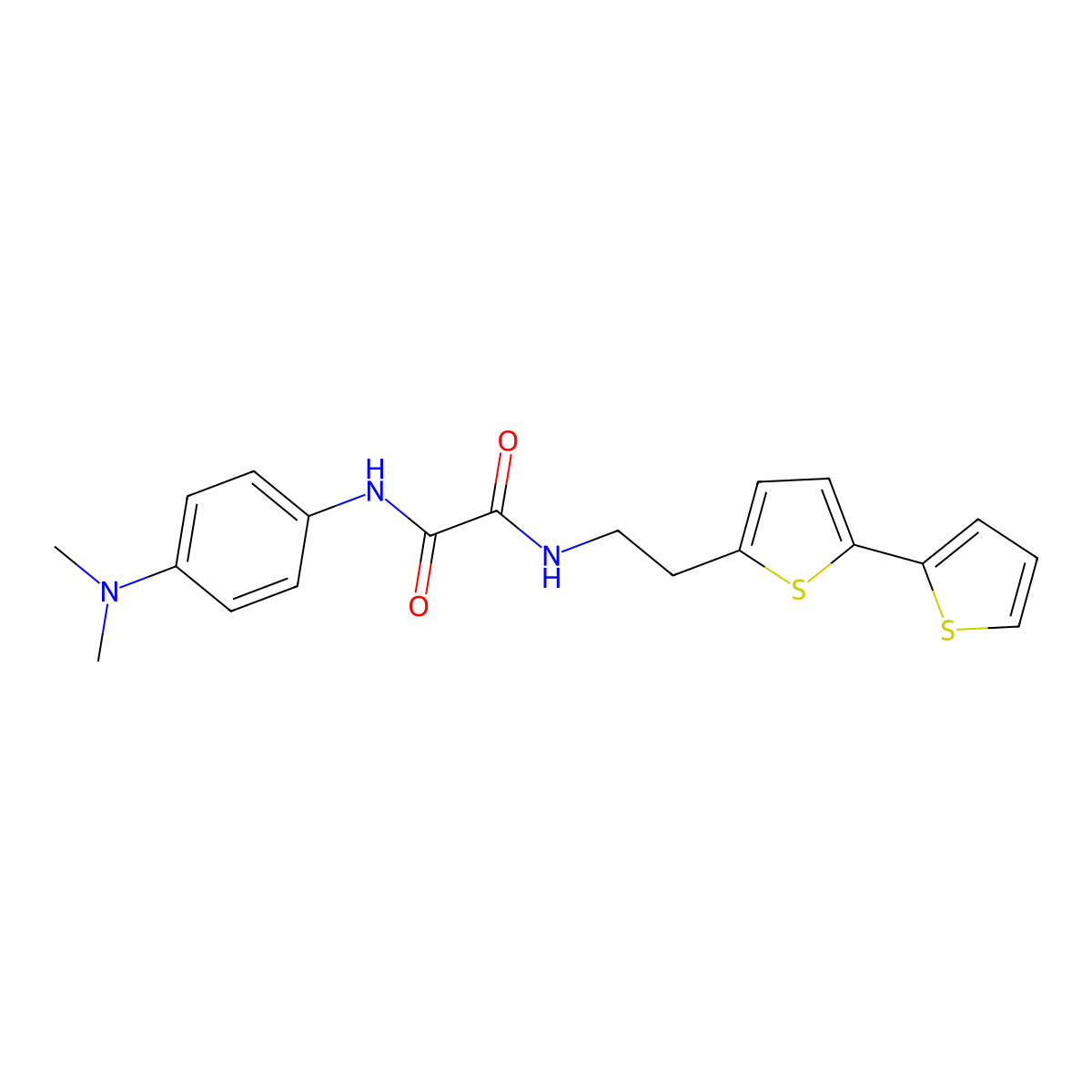 N-(2-{[2,2'-bithiophene]-5-yl}ethyl)-N'-[4-(dimethylamino)phenyl]ethanediamide molecular structure, CAS 2640878-54-0