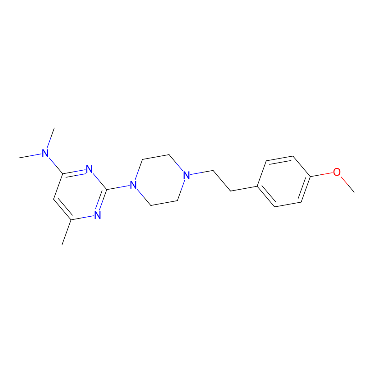 2-{4-[2-(4-methoxyphenyl)ethyl]piperazin-1-yl}-N,N,6-trimethylpyrimidin-4-amine molecular structure, CAS 2640878-56-2