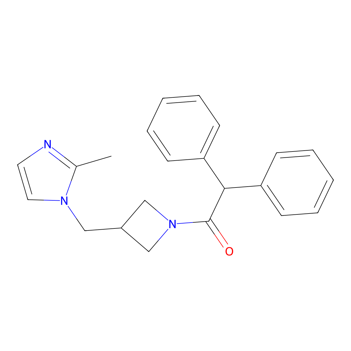 1-{3-[(2-methyl-1H-imidazol-1-yl)methyl]azetidin-1-yl}-2,2-diphenylethan-1-one molecular structure, CAS 2640878-57-3