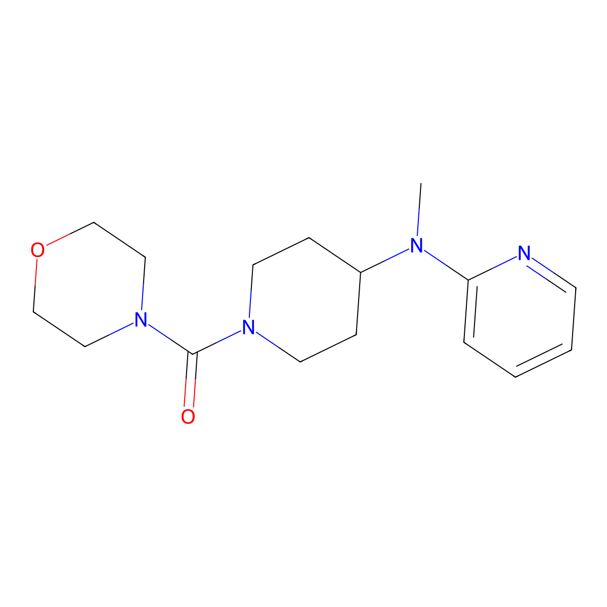 N-methyl-N-[1-(morpholine-4-carbonyl)piperidin-4-yl]pyridin-2-amine molecular structure, CAS 2640878-58-4