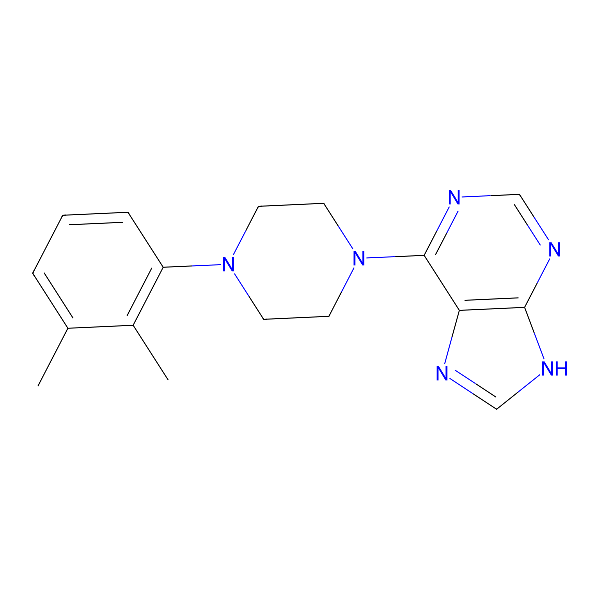 6-[4-(2,3-dimethylphenyl)piperazin-1-yl]-9H-purine molecular structure, CAS 2640878-60-8