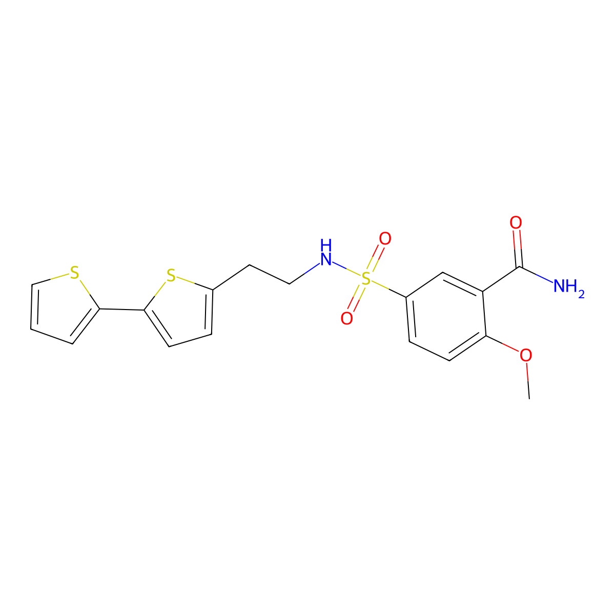5-[(2-{[2,2'-Bithiophene]-5-yl}ethyl)sulfamoyl]-2-methoxybenzamide molecular structure, CAS 2640878-61-9