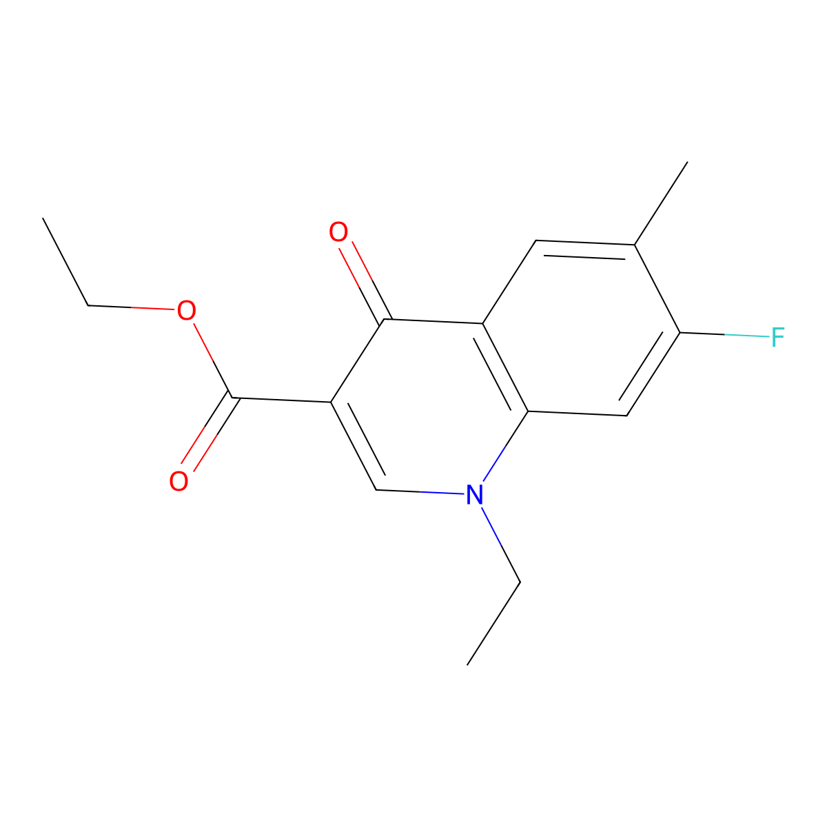 Ethyl 1-ethyl-7-fluoro-6-methyl-4-oxo-1,4-dihydroquinoline-3-carboxylate molecular structure, CAS 2640878-67-5
