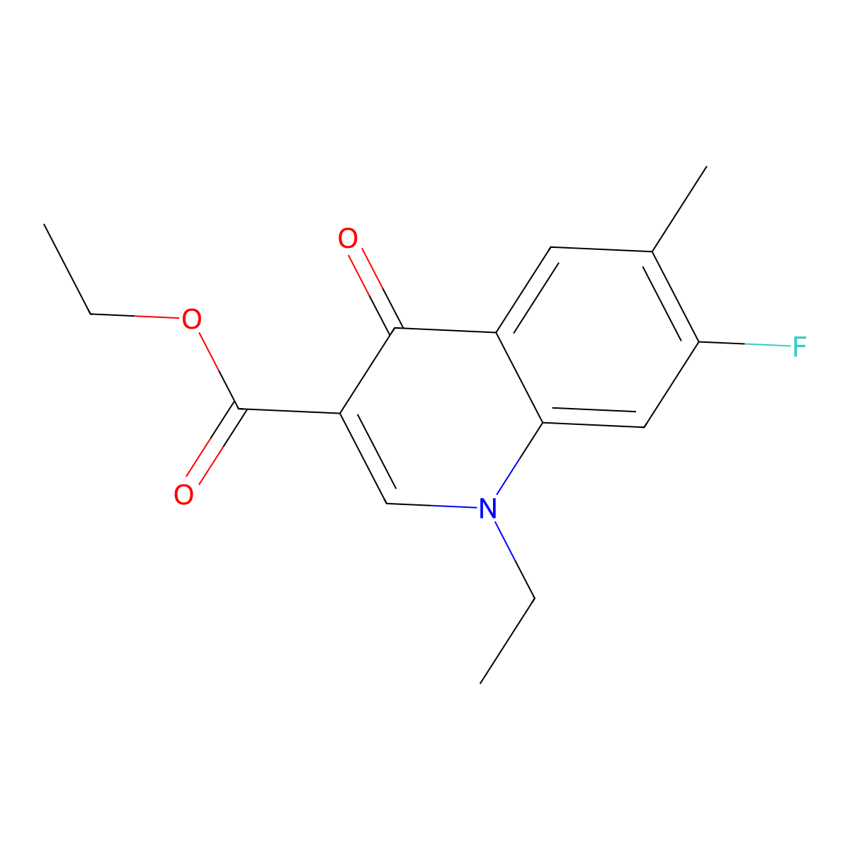 Ethyl 1-ethyl-7-fluoro-6-methyl-4-oxo-1,4-dihydroquinoline-3-carboxylate molecular structure, CAS 2640878-67-5