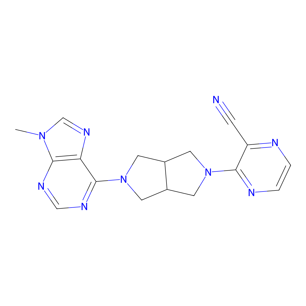 3-[5-(9-methyl-9H-purin-6-yl)-octahydropyrrolo[3,4-c]pyrrol-2-yl]pyrazine-2-carbonitrile molecular structure, CAS 2640878-68-6