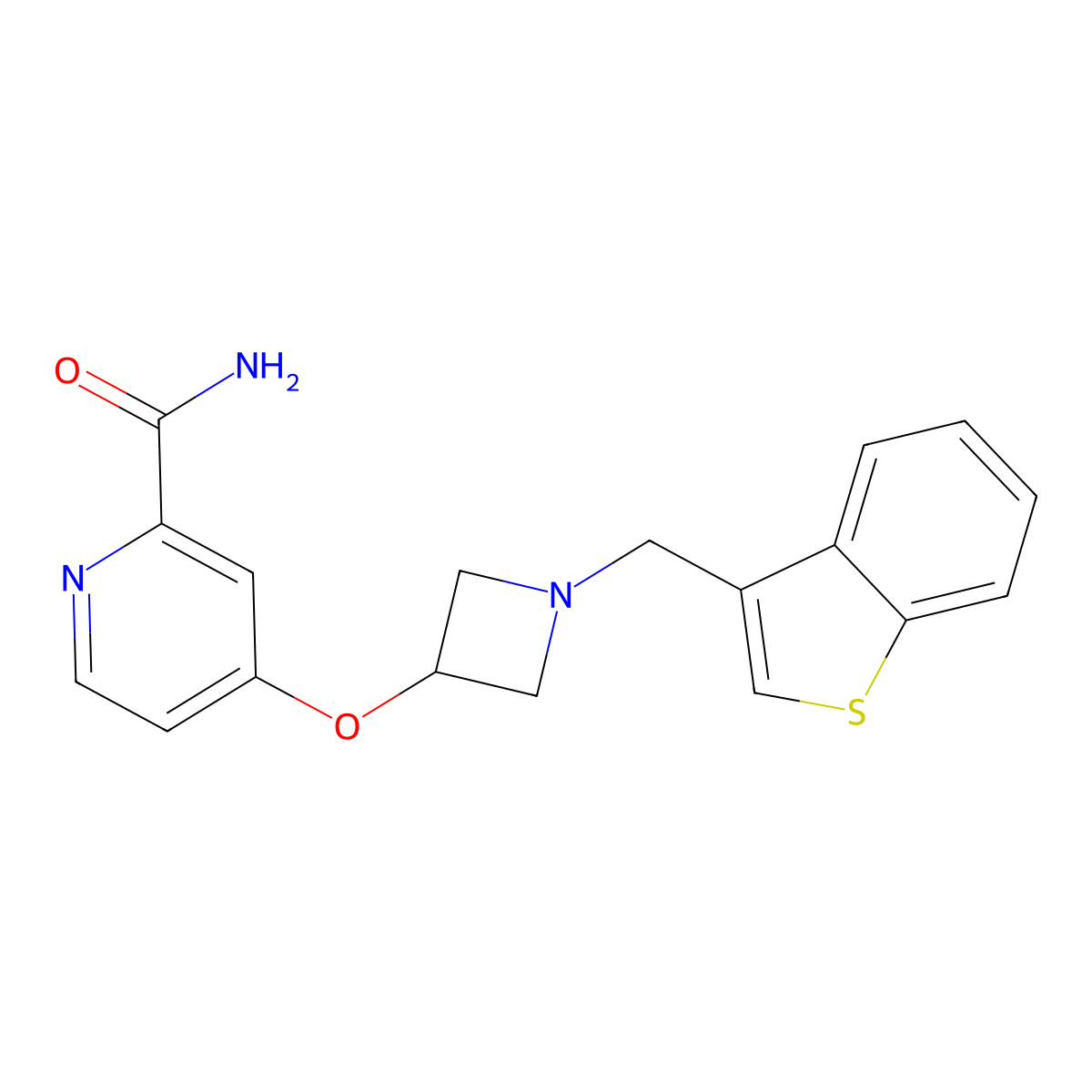 4-({1-[(1-Benzothiophen-3-yl)methyl]azetidin-3-yl}oxy)pyridine-2-carboxamide molecular structure, CAS 2640878-76-6