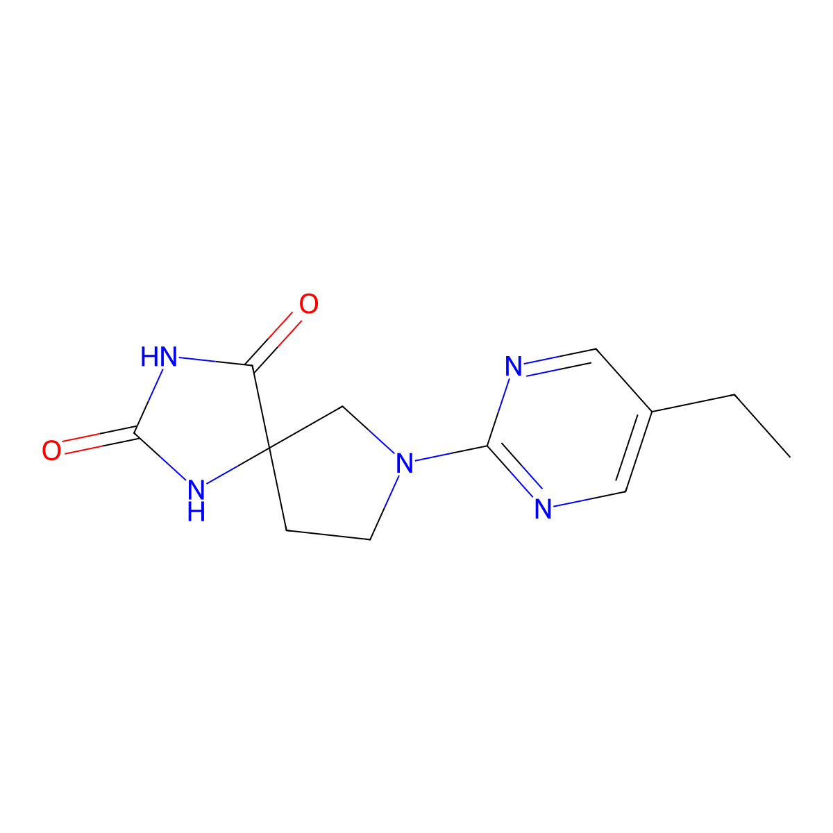 7-(5-Ethylpyrimidin-2-yl)-1,3,7-triazaspiro[4.4]nonane-2,4-dione molecular structure, CAS 2640878-77-7