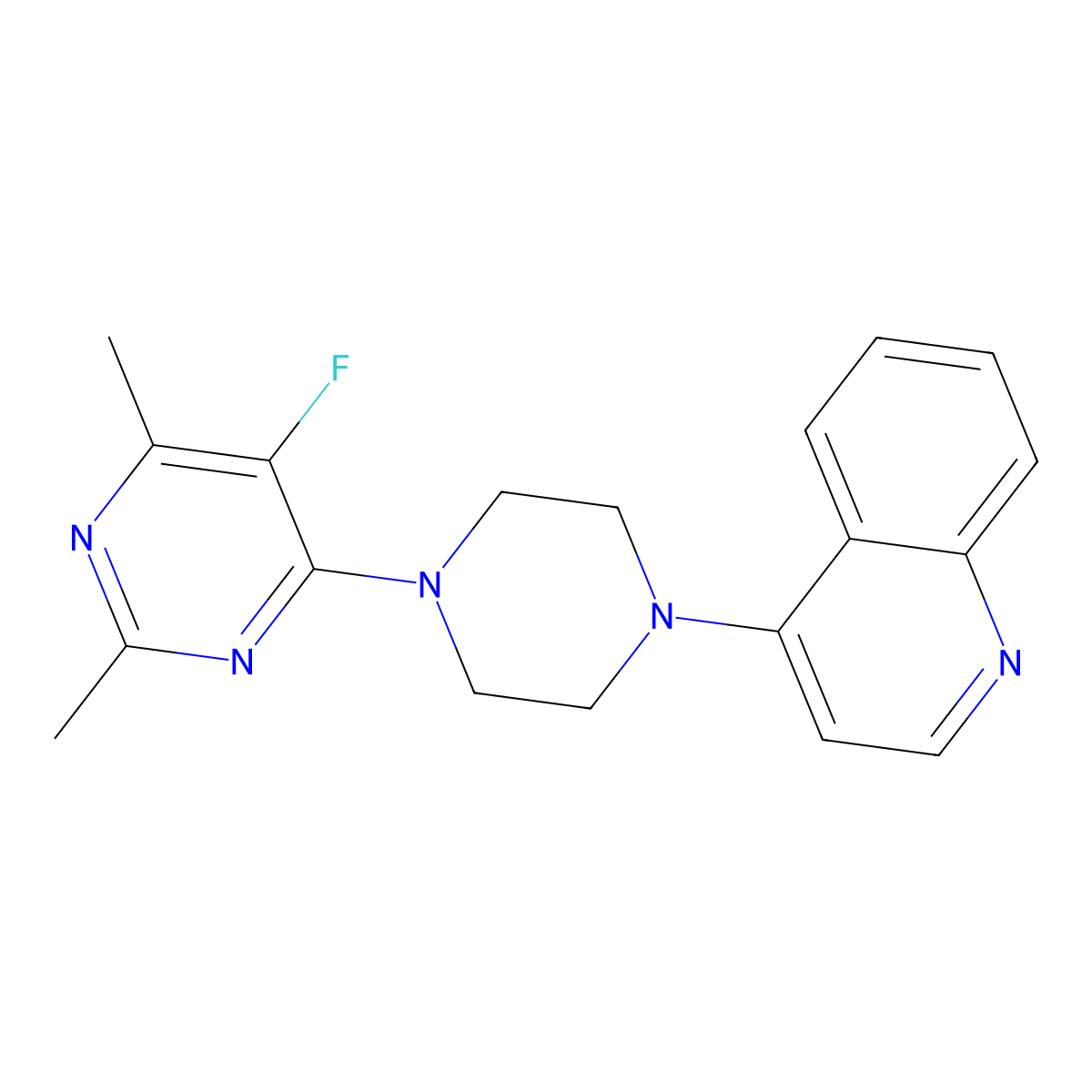 4-[4-(5-Fluoro-2,6-dimethylpyrimidin-4-yl)piperazin-1-yl]quinoline molecular structure, CAS 2640878-78-8