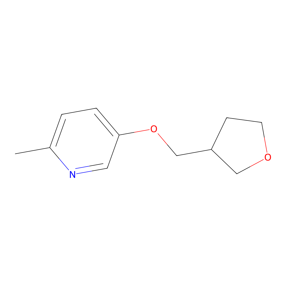 2-Methyl-5-[(oxolan-3-yl)methoxy]pyridine molecular structure, CAS 2640878-80-2