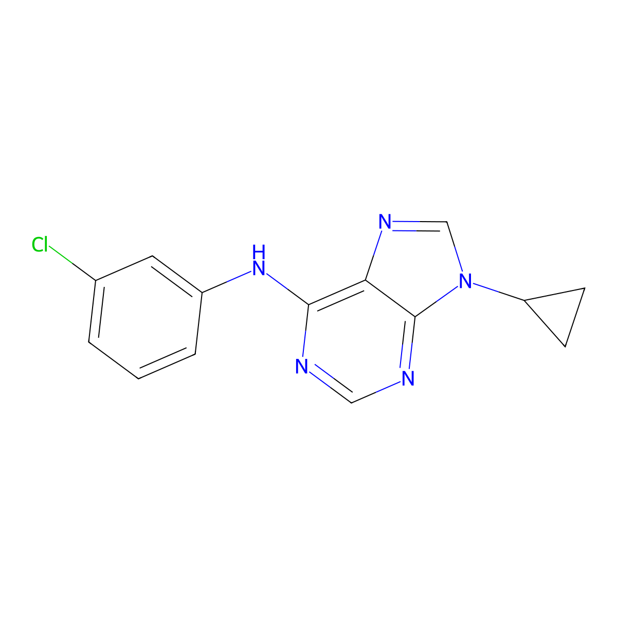 N-(3-chlorophenyl)-9-cyclopropyl-9H-purin-6-amine molecular structure, CAS 2640878-91-5