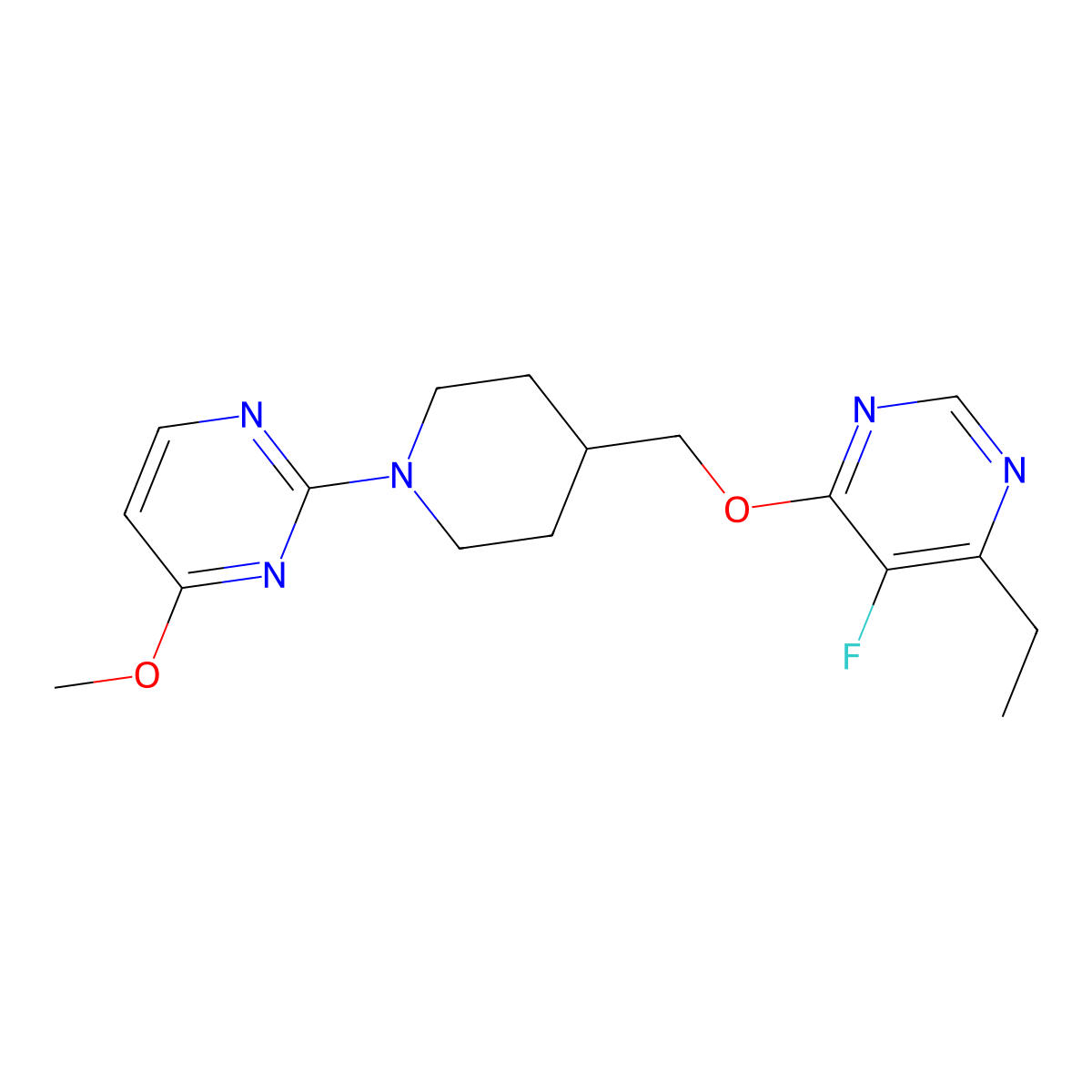 2-(4-{[(6-Ethyl-5-fluoropyrimidin-4-yl)oxy]methyl}piperidin-1-yl)-4-methoxypyrimidine molecular structure, CAS 2640878-93-7