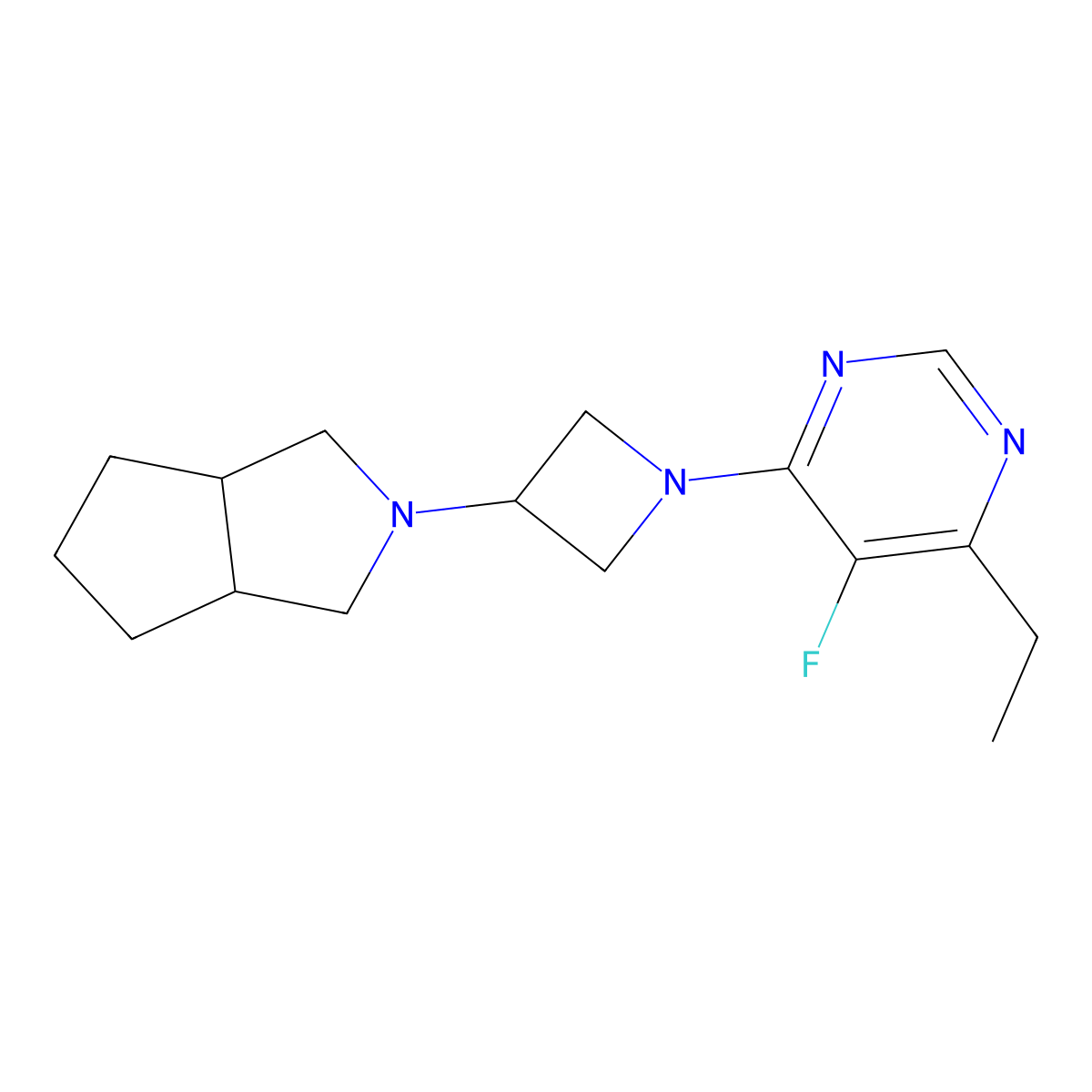 4-Ethyl-5-fluoro-6-(3-{octahydrocyclopenta[c]pyrrol-2-yl}azetidin-1-yl)pyrimidine molecular structure, CAS 2640879-02-1