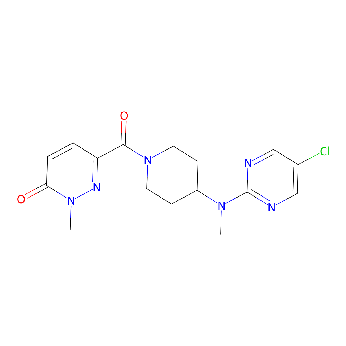 6-{4-[(5-Chloropyrimidin-2-yl)(methyl)amino]piperidine-1-carbonyl}-2-methyl-2,3-dihydropyridazin-3-one molecular structure, CAS 2640879-10-1