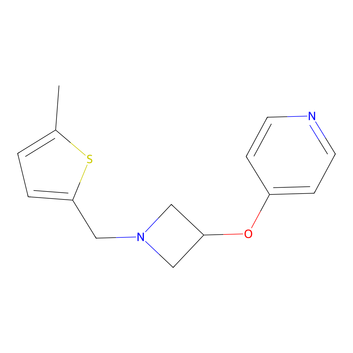 4-({1-[(5-Methylthiophen-2-yl)methyl]azetidin-3-yl}oxy)pyridine molecular structure, CAS 2640879-16-7