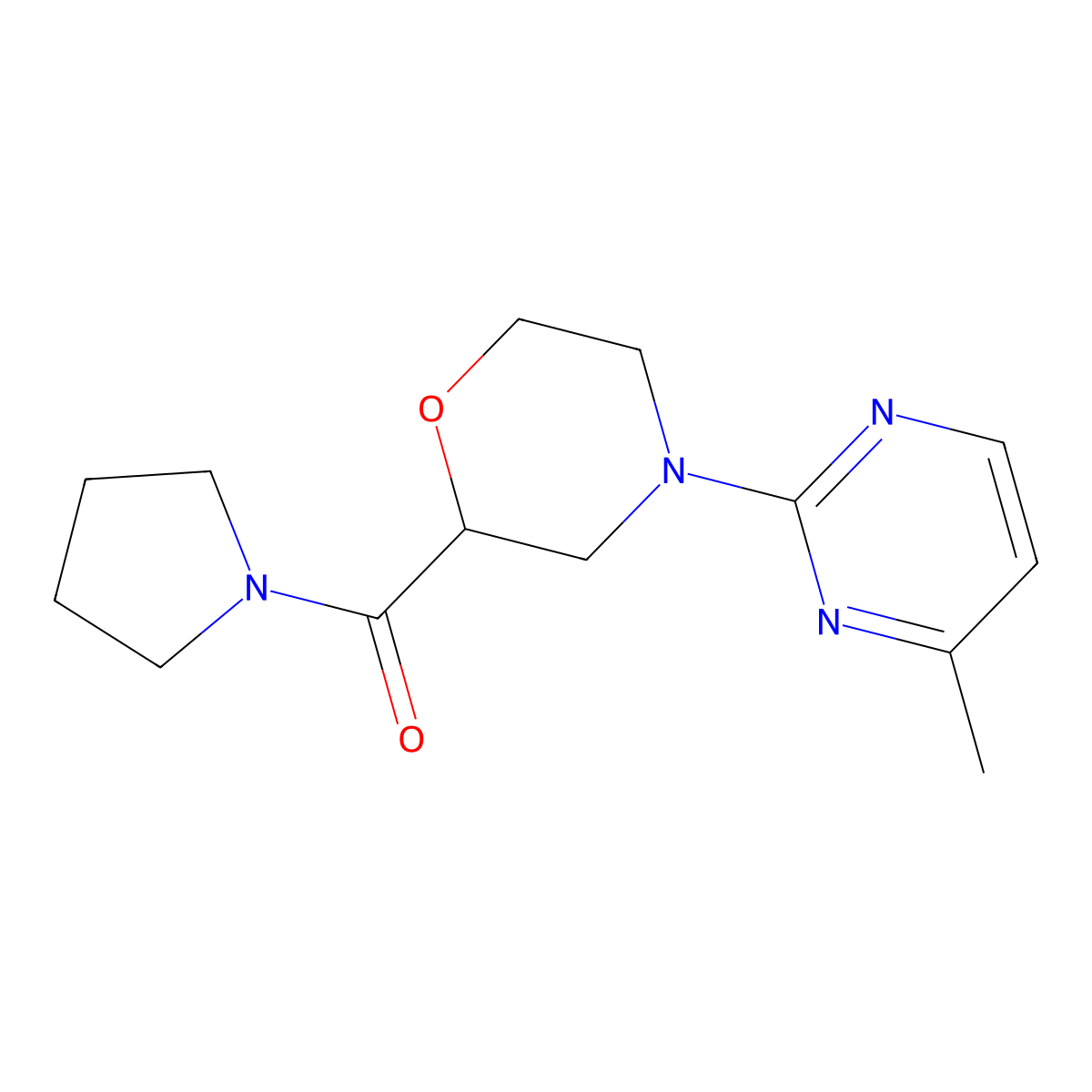 4-(4-Methylpyrimidin-2-yl)-2-(pyrrolidine-1-carbonyl)morpholine molecular structure, CAS 2640879-25-8