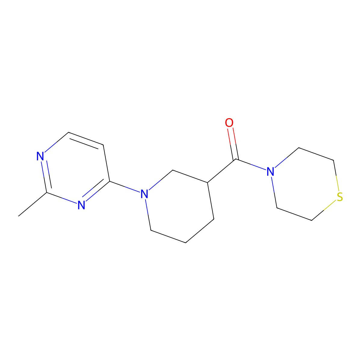 4-[1-(2-Methylpyrimidin-4-yl)piperidine-3-carbonyl]thiomorpholine molecular structure, CAS 2640880-61-9