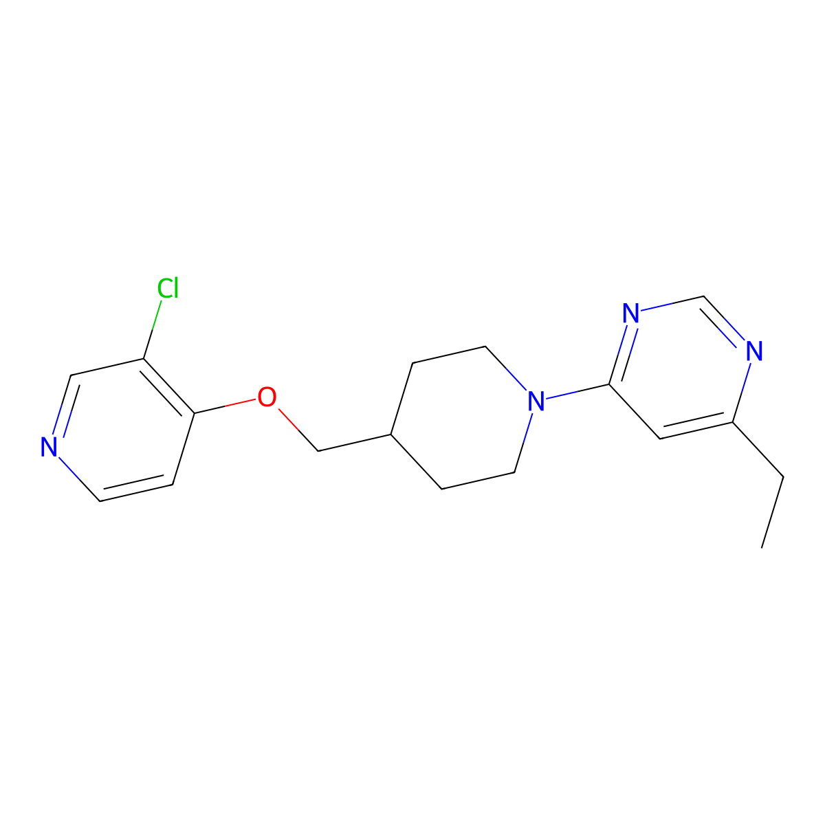 4-(4-{[(3-Chloropyridin-4-yl)oxy]methyl}piperidin-1-yl)-6-ethylpyrimidine molecular structure, CAS 2640880-63-1