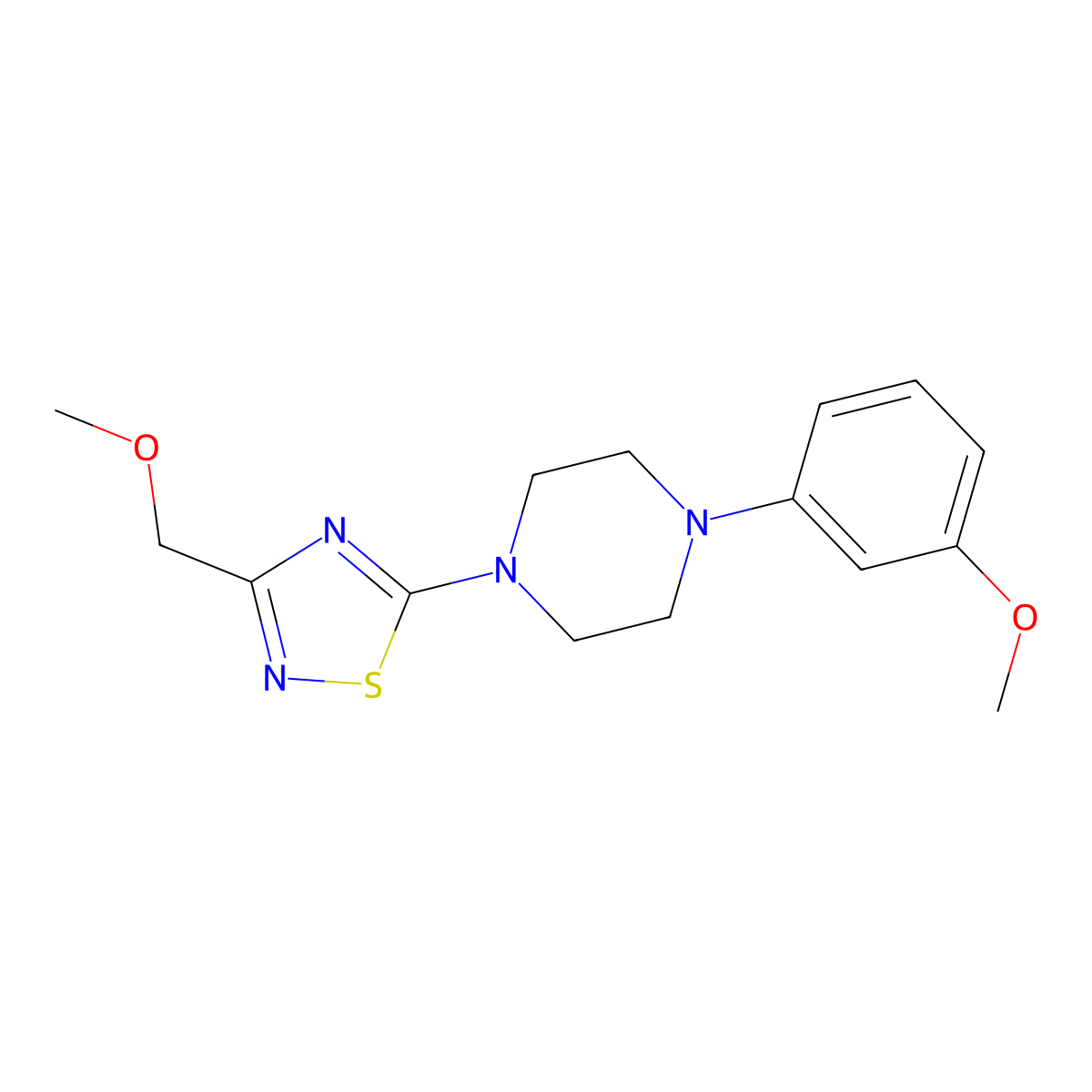 1-[3-(Methoxymethyl)-1,2,4-thiadiazol-5-yl]-4-(3-methoxyphenyl)piperazine molecular structure, CAS 2640880-69-7