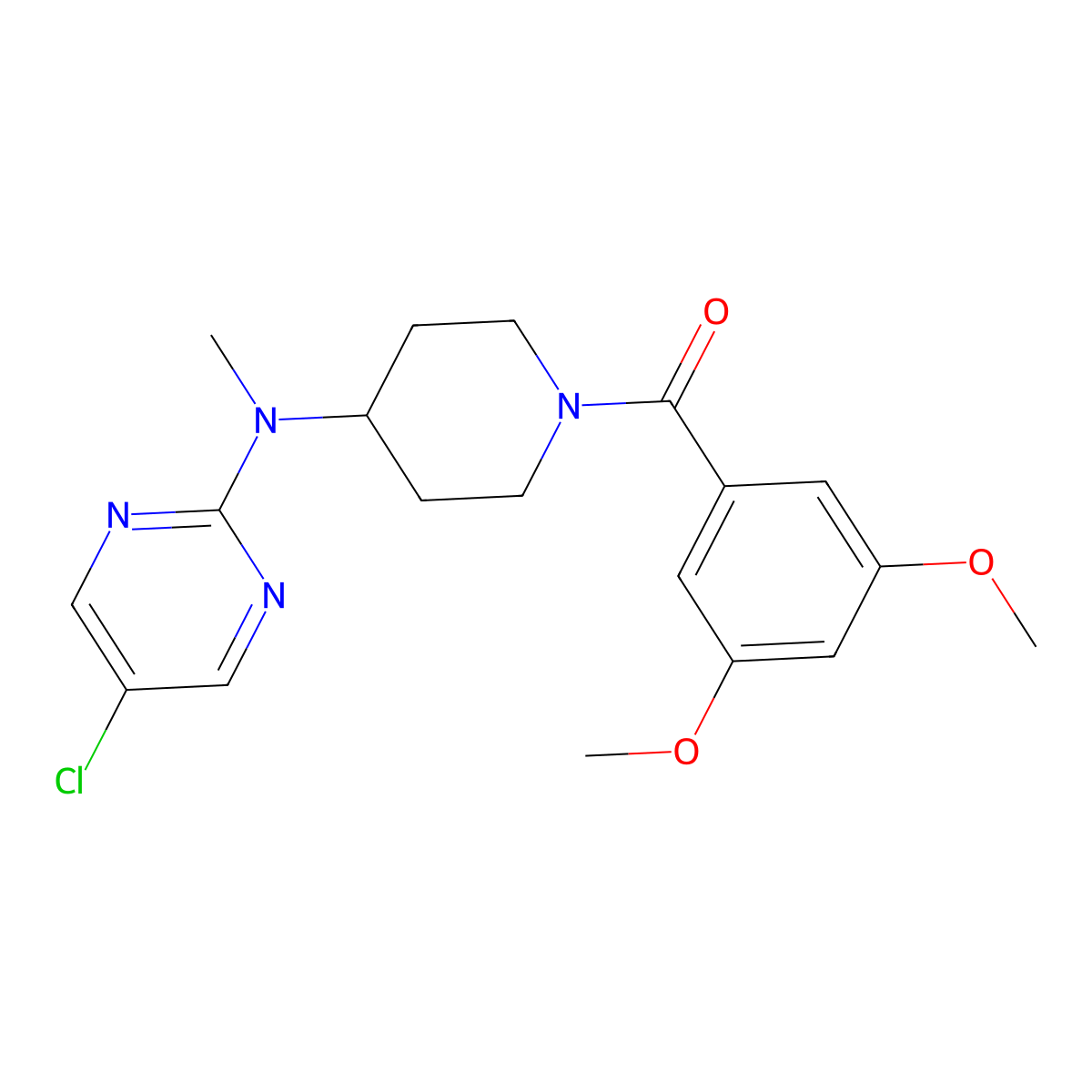 5-chloro-N-[1-(3,5-dimethoxybenzoyl)piperidin-4-yl]-N-methylpyrimidin-2-amine molecular structure, CAS 2640880-75-5