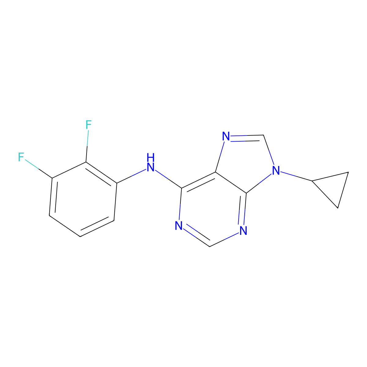 9-cyclopropyl-N-(2,3-difluorophenyl)-9H-purin-6-amine molecular structure, CAS 2640880-76-6