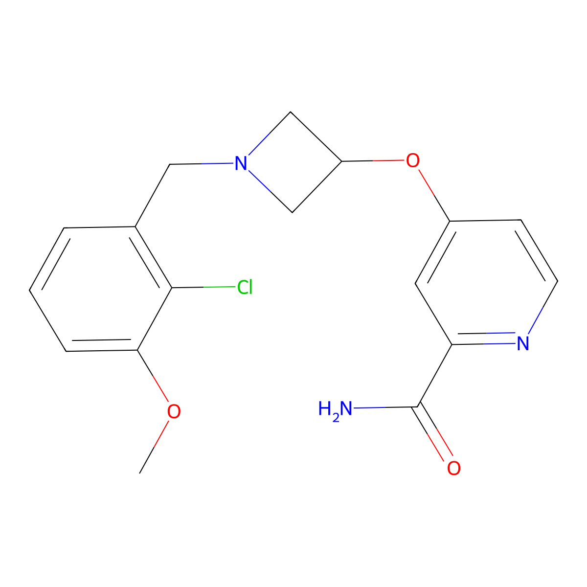 4-({1-[(2-Chloro-3-methoxyphenyl)methyl]azetidin-3-yl}oxy)pyridine-2-carboxamide molecular structure, CAS 2640880-86-8