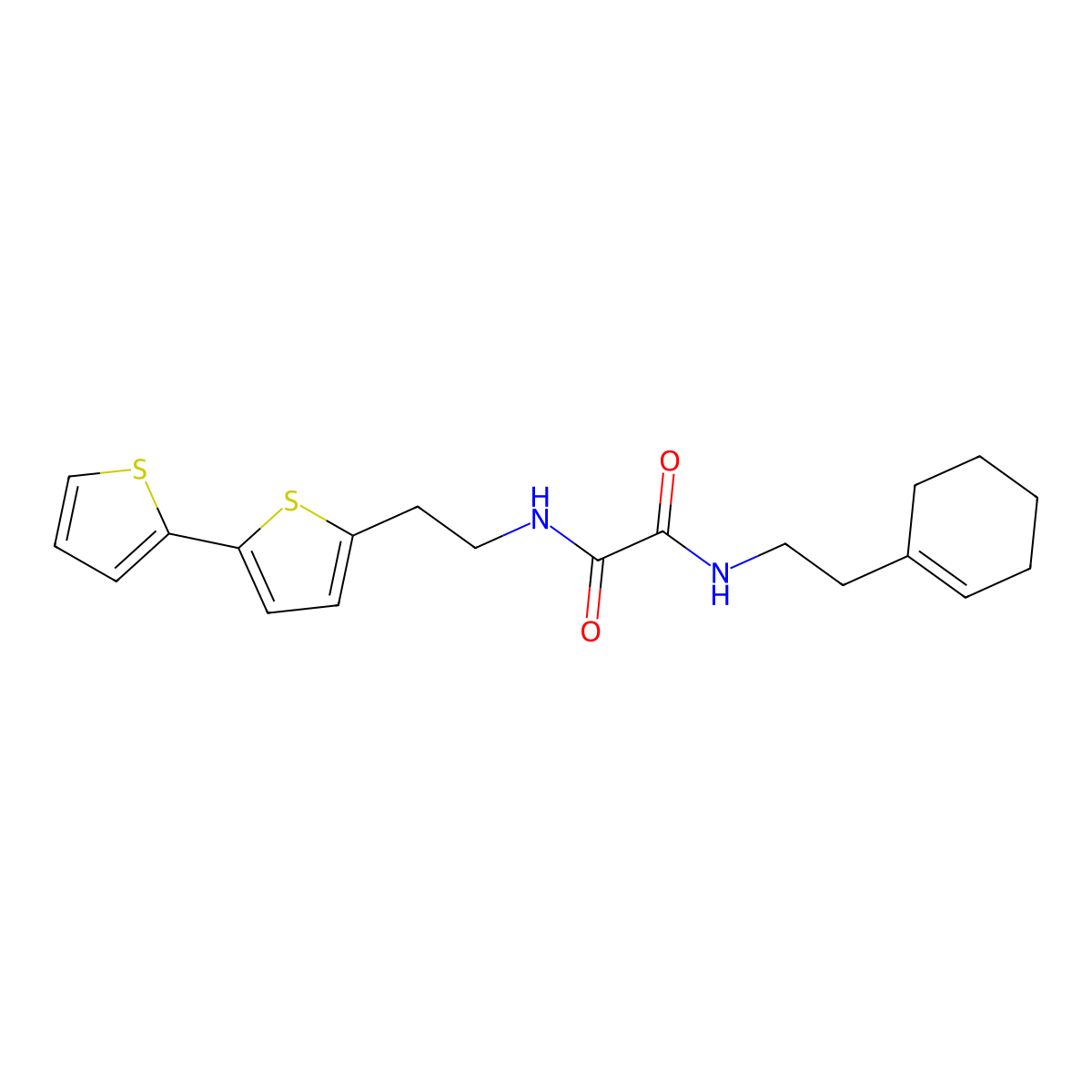 N-(2-{[2,2'-bithiophene]-5-yl}ethyl)-N'-[2-(cyclohex-1-en-1-yl)ethyl]ethanediamide molecular structure, CAS 2640880-87-9