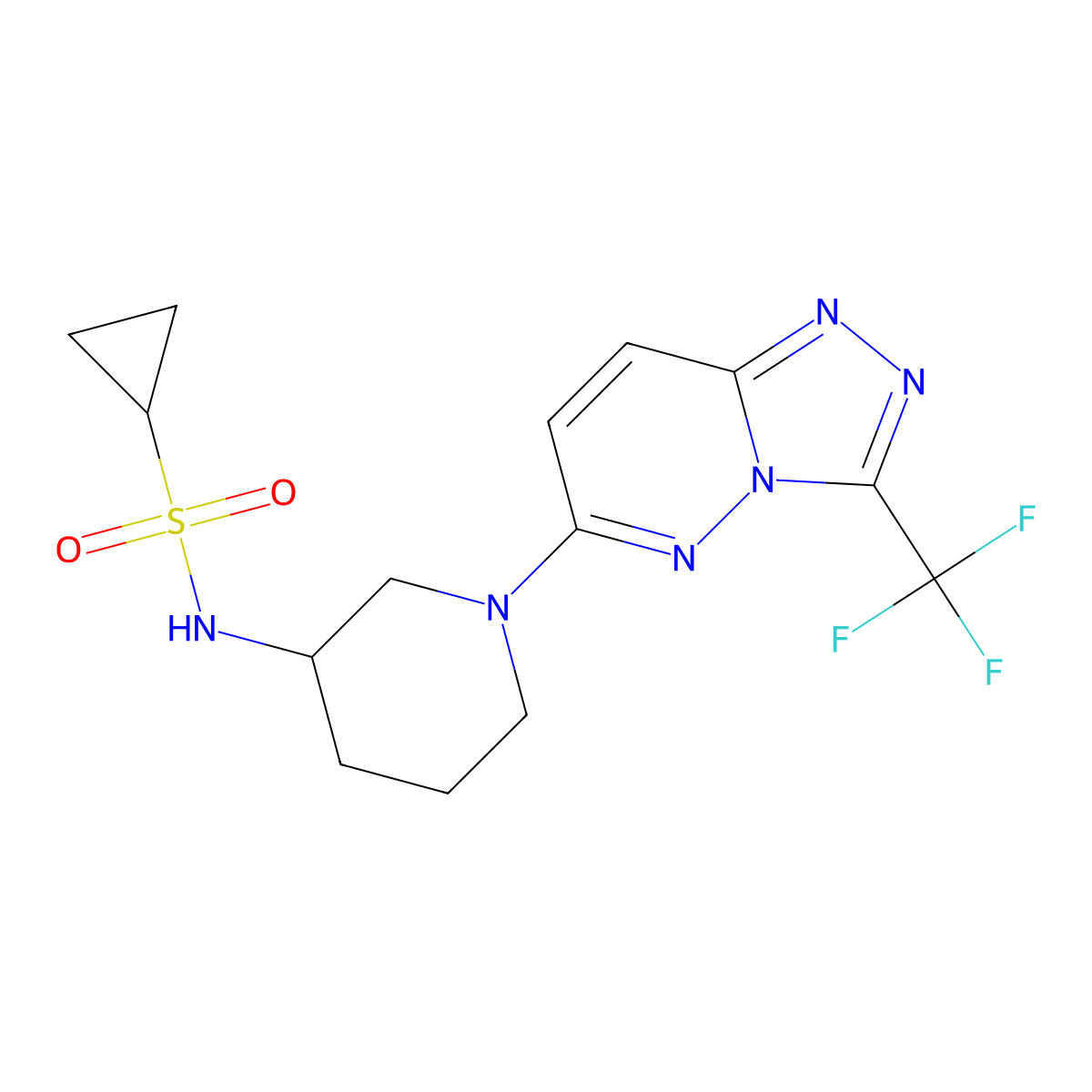 N-{1-[3-(trifluoromethyl)-[1,2,4]triazolo[4,3-b]pyridazin-6-yl]piperidin-3-yl}cyclopropanesulfonamide molecular structure, CAS 2640880-93-7