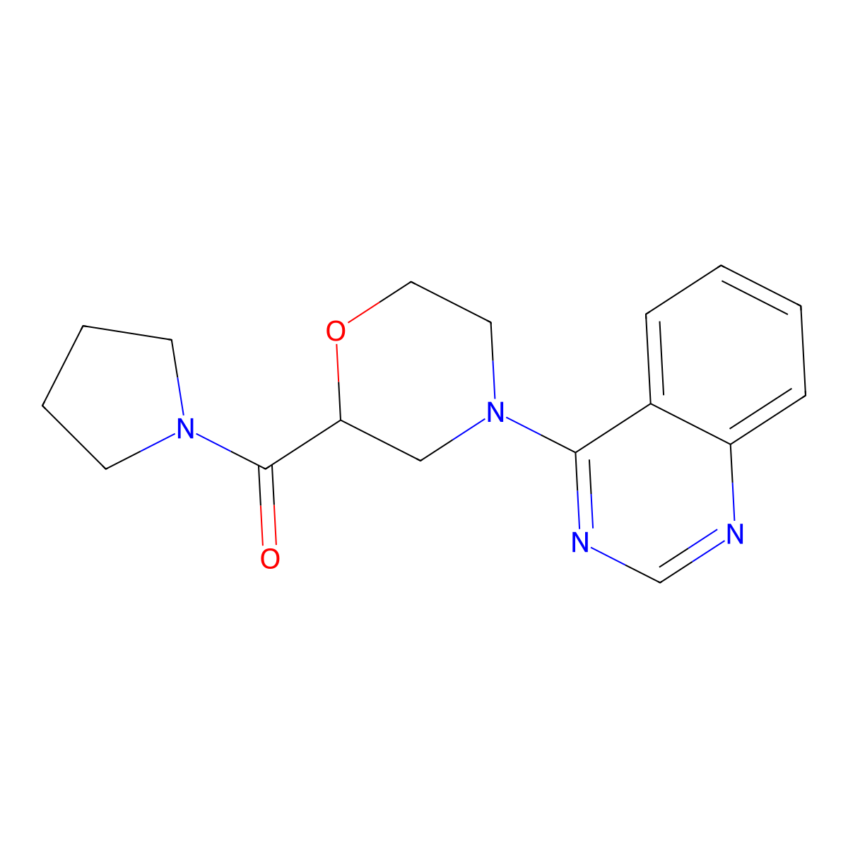 4-[2-(Pyrrolidine-1-carbonyl)morpholin-4-yl]quinazoline molecular structure, CAS 2640880-96-0