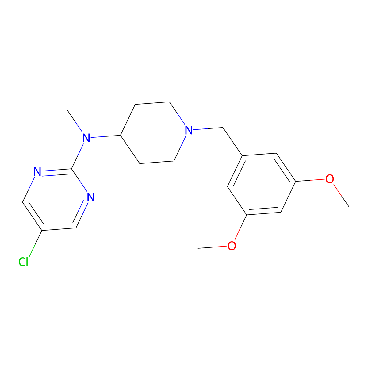 5-chloro-N-{1-[(3,5-dimethoxyphenyl)methyl]piperidin-4-yl}-N-methylpyrimidin-2-amine molecular structure, CAS 2640881-00-9