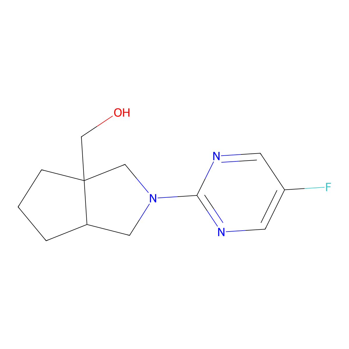 [2-(5-Fluoropyrimidin-2-yl)-octahydrocyclopenta[c]pyrrol-3a-yl]methanol molecular structure, CAS 2640881-02-1