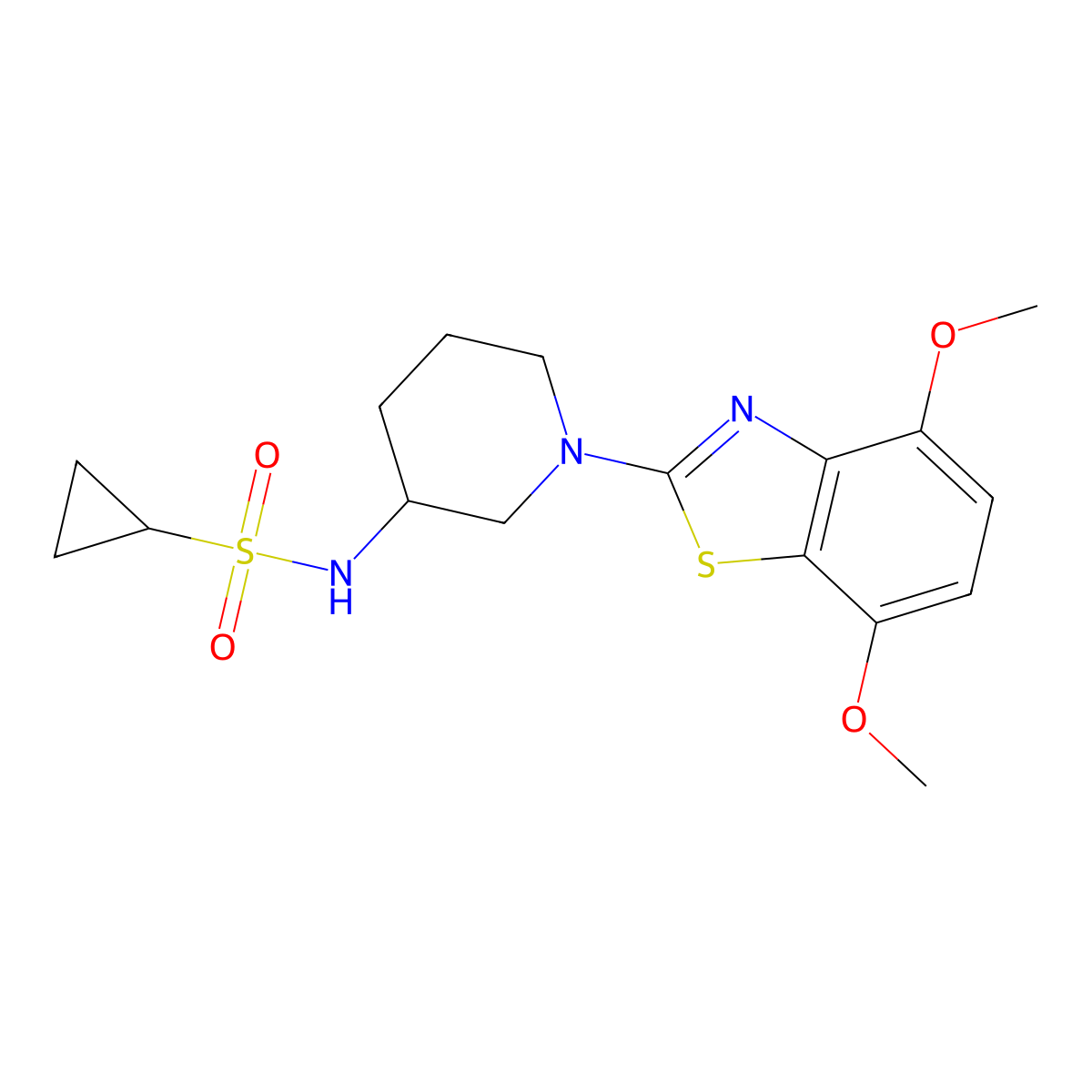 N-[1-(4,7-dimethoxy-1,3-benzothiazol-2-yl)piperidin-3-yl]cyclopropanesulfonamide molecular structure, CAS 2640881-05-4