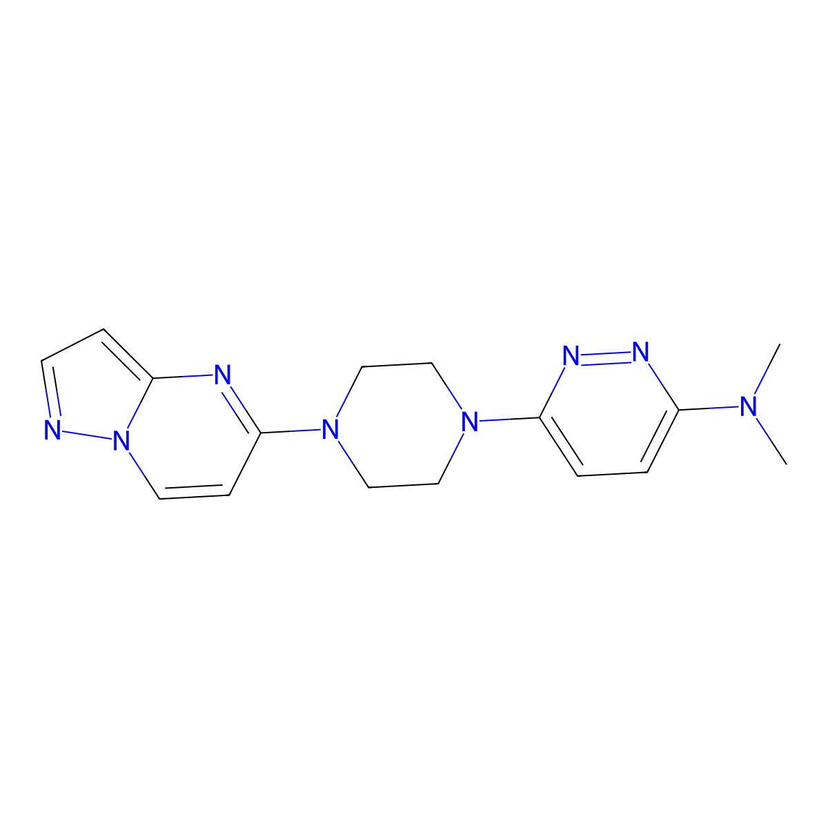 N,N-dimethyl-6-(4-{pyrazolo[1,5-a]pyrimidin-5-yl}piperazin-1-yl)pyridazin-3-amine molecular structure, CAS 2640881-17-8