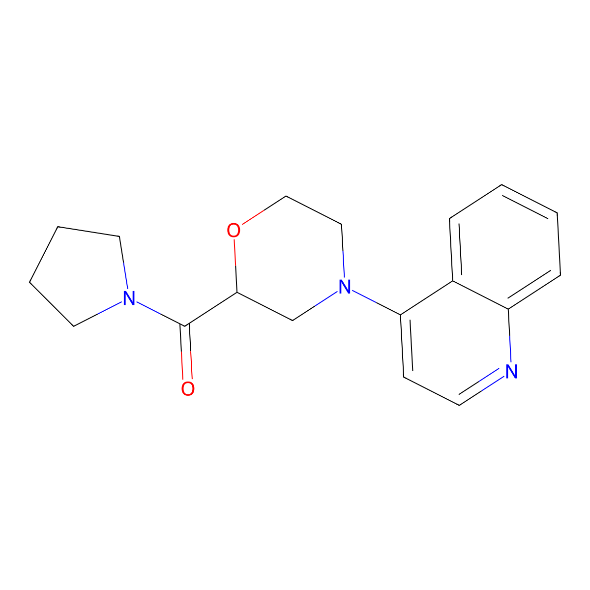4-[2-(Pyrrolidine-1-carbonyl)morpholin-4-yl]quinoline molecular structure, CAS 2640881-20-3
