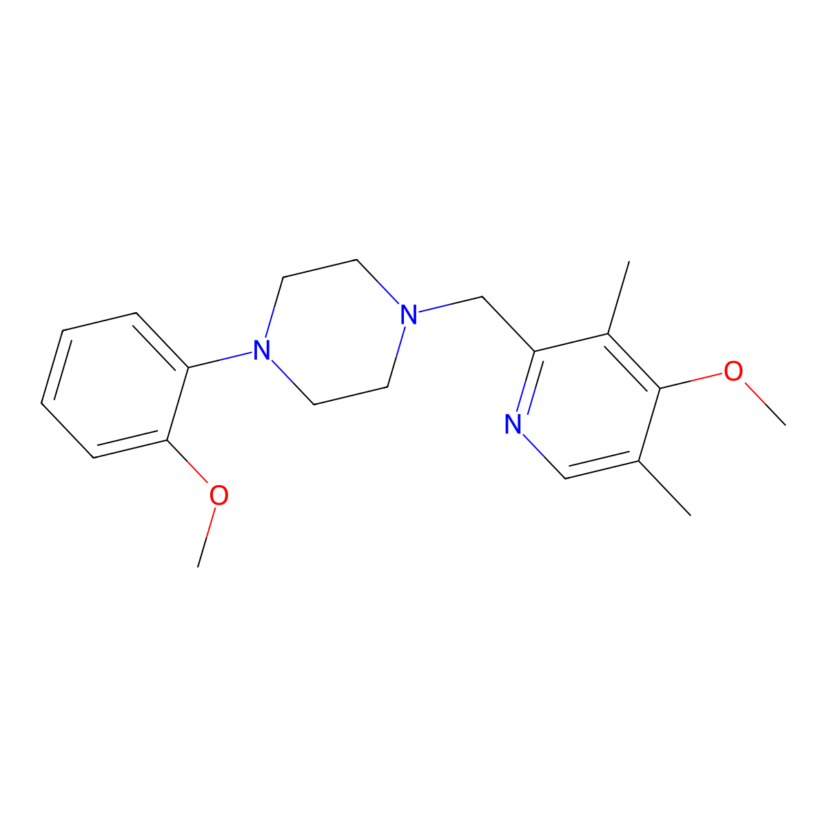 1-[(4-Methoxy-3,5-dimethylpyridin-2-yl)methyl]-4-(2-methoxyphenyl)piperazine molecular structure, CAS 2640881-21-4