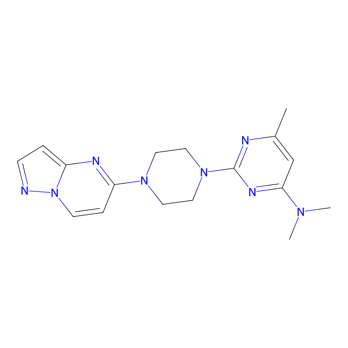 N,N,6-trimethyl-2-(4-{pyrazolo[1,5-a]pyrimidin-5-yl}piperazin-1-yl)pyrimidin-4-amine molecular structure, CAS 2640881-26-9