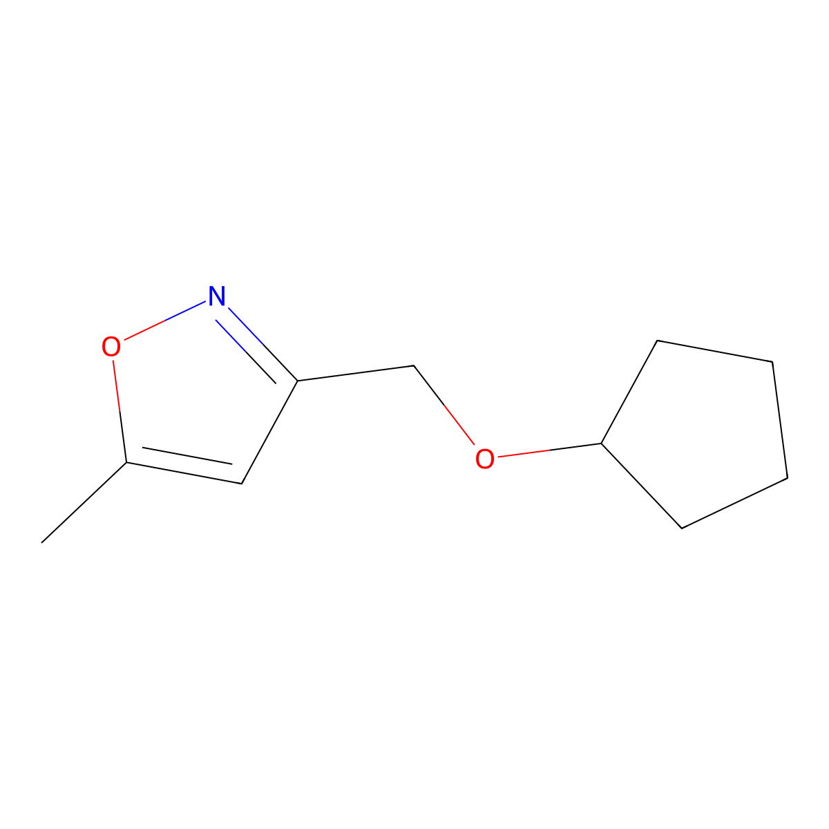 3-[(Cyclopentyloxy)methyl]-5-methyl-1,2-oxazole molecular structure, CAS 2640881-31-6
