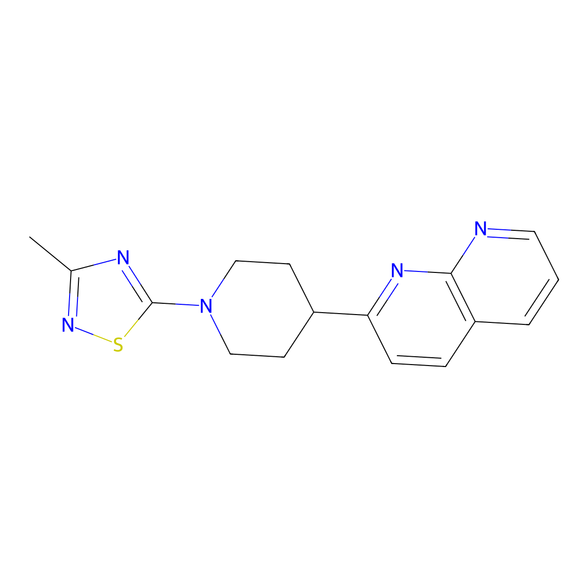 2-[1-(3-Methyl-1,2,4-thiadiazol-5-yl)piperidin-4-yl]-1,8-naphthyridine molecular structure, CAS 2640881-37-2