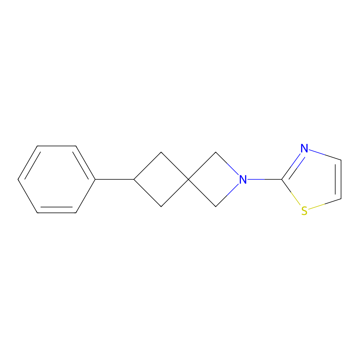 6-Phenyl-2-(1,3-thiazol-2-yl)-2-azaspiro[3.3]heptane molecular structure, CAS 2640881-63-4