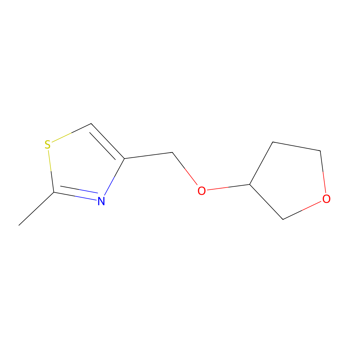 2-Methyl-4-[(oxolan-3-yloxy)methyl]-1,3-thiazole molecular structure, CAS 2640881-64-5