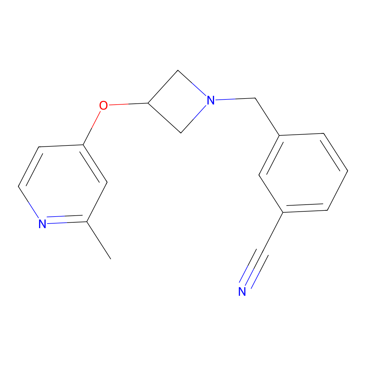 3-({3-[(2-Methylpyridin-4-yl)oxy]azetidin-1-yl}methyl)benzonitrile molecular structure, CAS 2640881-65-6