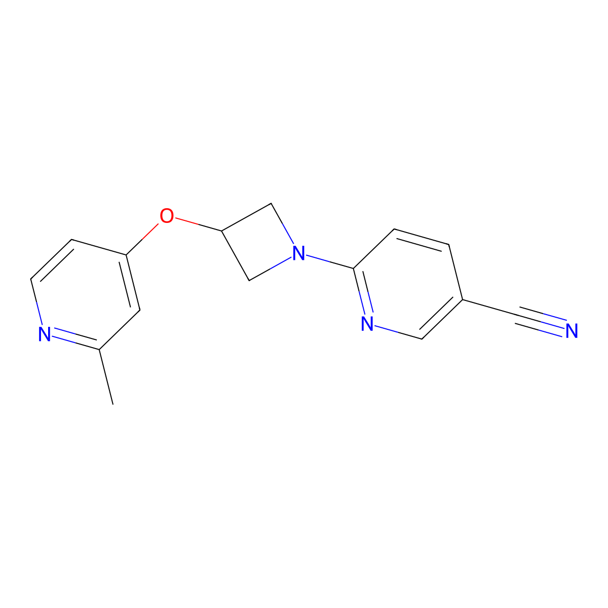 6-{3-[(2-Methylpyridin-4-yl)oxy]azetidin-1-yl}pyridine-3-carbonitrile molecular structure, CAS 2640881-72-5