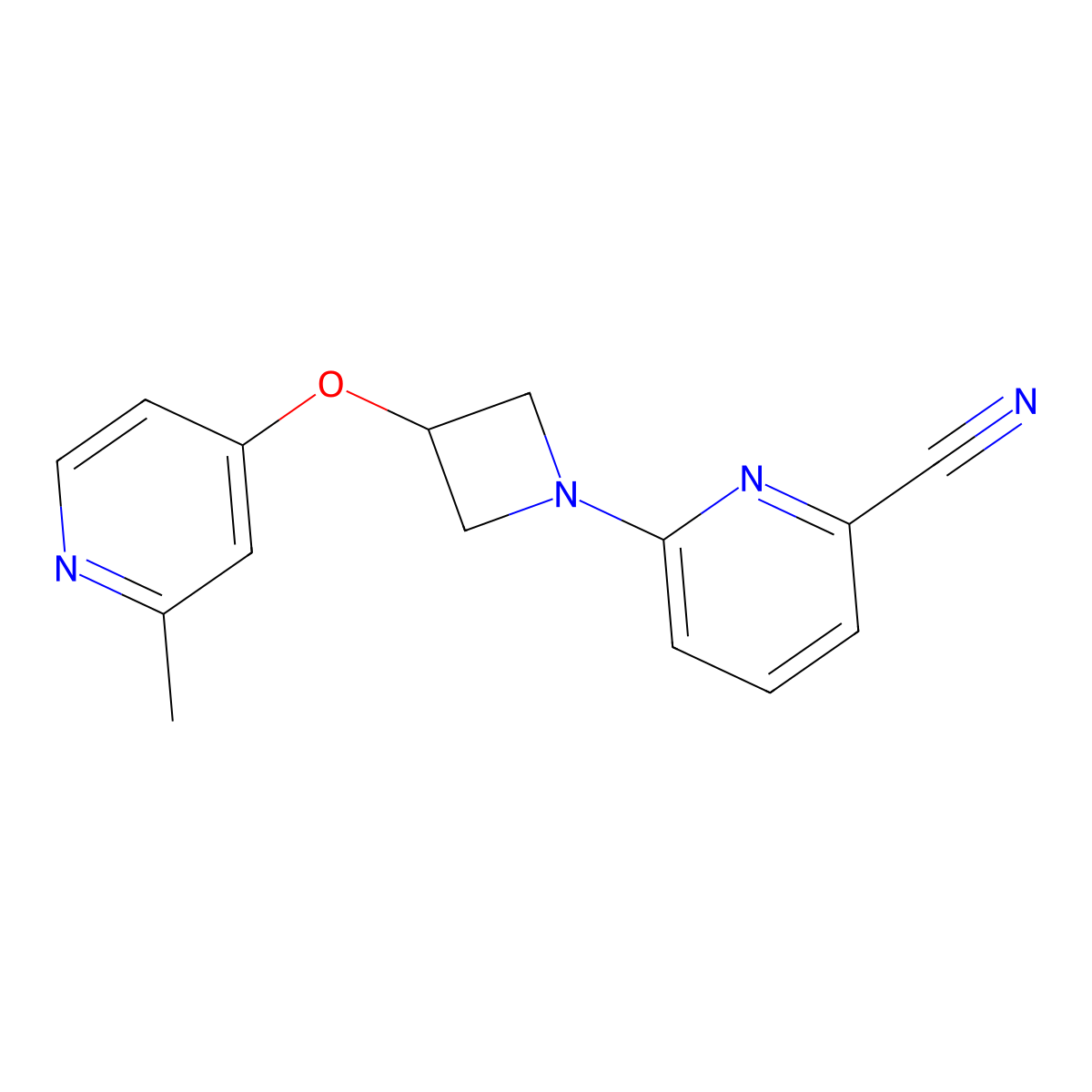 6-{3-[(2-Methylpyridin-4-yl)oxy]azetidin-1-yl}pyridine-2-carbonitrile molecular structure, CAS 2640881-73-6