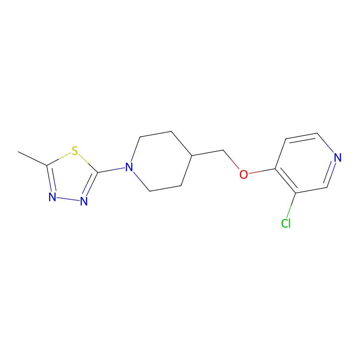 3-Chloro-4-{[1-(5-methyl-1,3,4-thiadiazol-2-yl)piperidin-4-yl]methoxy}pyridine molecular structure, CAS 2640881-74-7