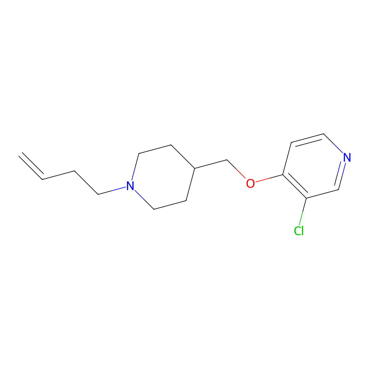 4-{[1-(But-3-en-1-yl)piperidin-4-yl]methoxy}-3-chloropyridine molecular structure, CAS 2640881-75-8