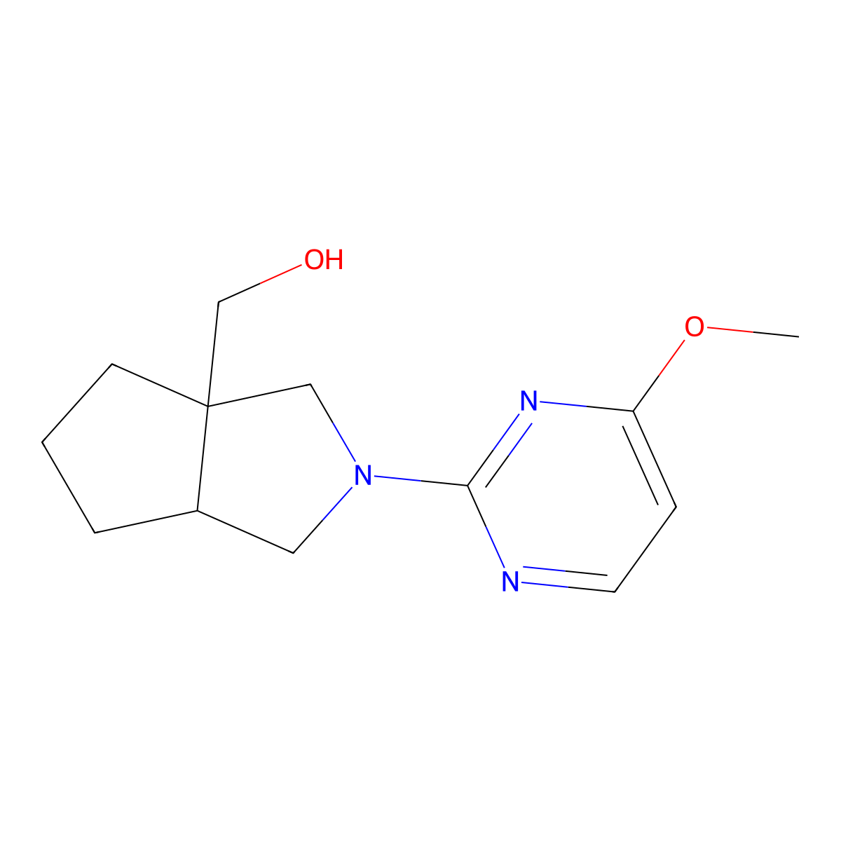 [2-(4-Methoxypyrimidin-2-yl)-octahydrocyclopenta[c]pyrrol-3a-yl]methanol molecular structure, CAS 2640881-79-2