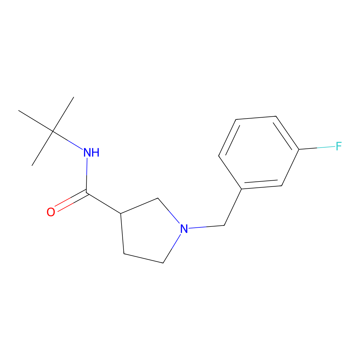 N-tert-butyl-1-[(3-fluorophenyl)methyl]pyrrolidine-3-carboxamide molecular structure, CAS 2640881-82-7