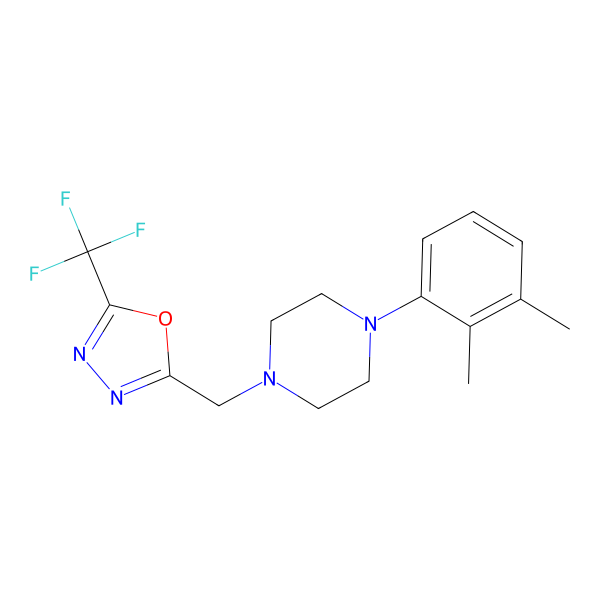 1-(2,3-Dimethylphenyl)-4-{[5-(trifluoromethyl)-1,3,4-oxadiazol-2-yl]methyl}piperazine molecular structure, CAS 2640881-86-1
