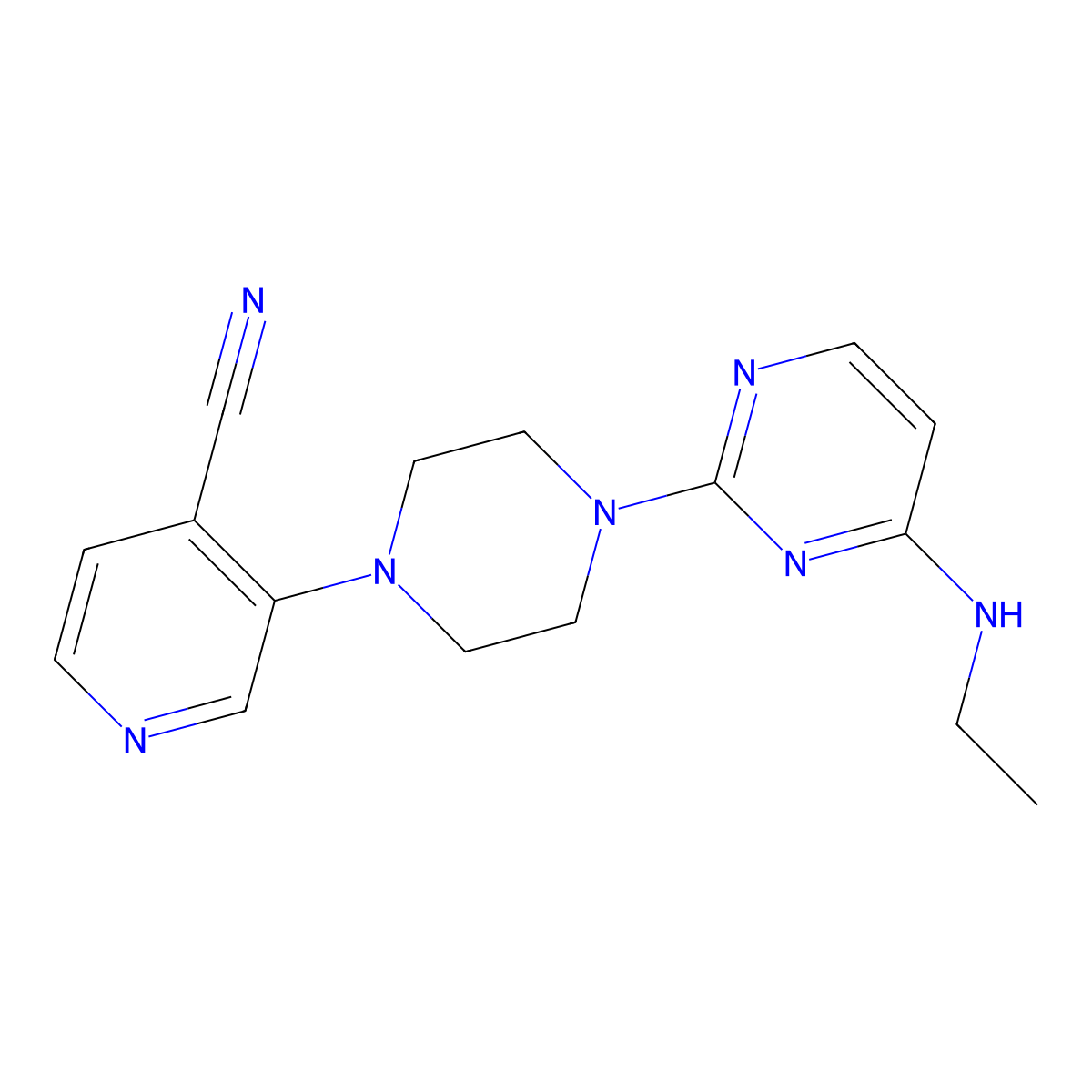 3-{4-[4-(Ethylamino)pyrimidin-2-yl]piperazin-1-yl}pyridine-4-carbonitrile molecular structure, CAS 2640881-87-2