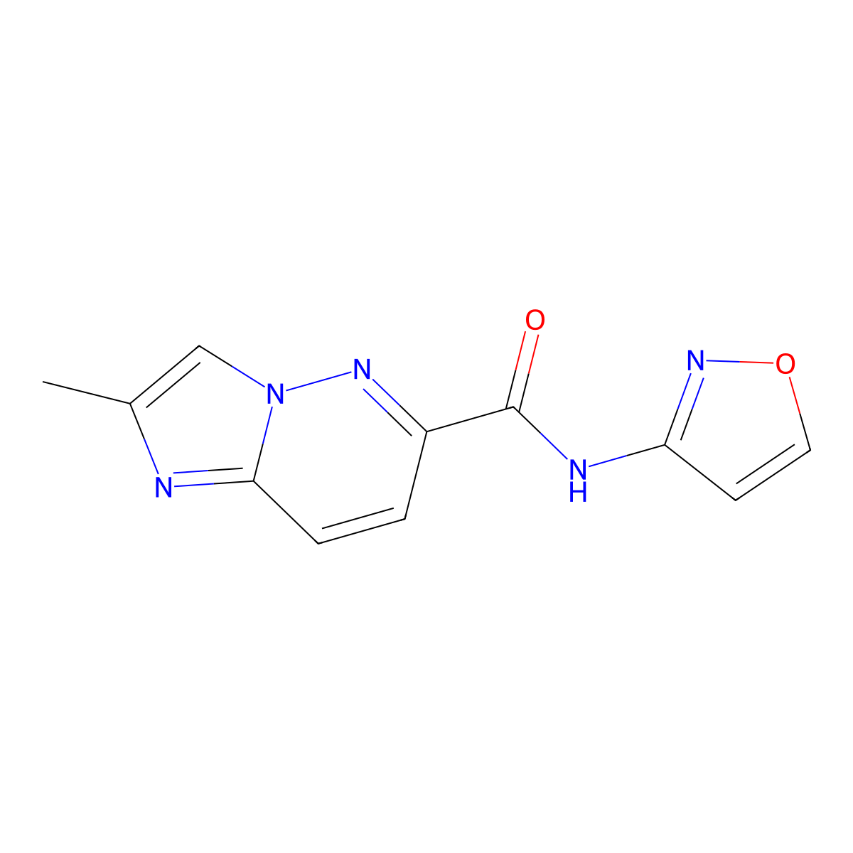 2-methyl-N-(1,2-oxazol-3-yl)imidazo[1,2-b]pyridazine-6-carboxamide molecular structure, CAS 2640881-90-7